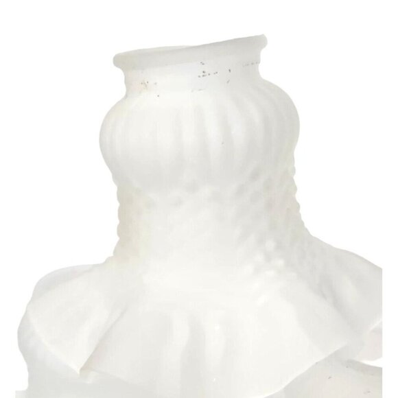 Set Of 4 Frosted Glass Lamp Shades With Ruffled Edge & Textured Pattern - Picture 3 of 6